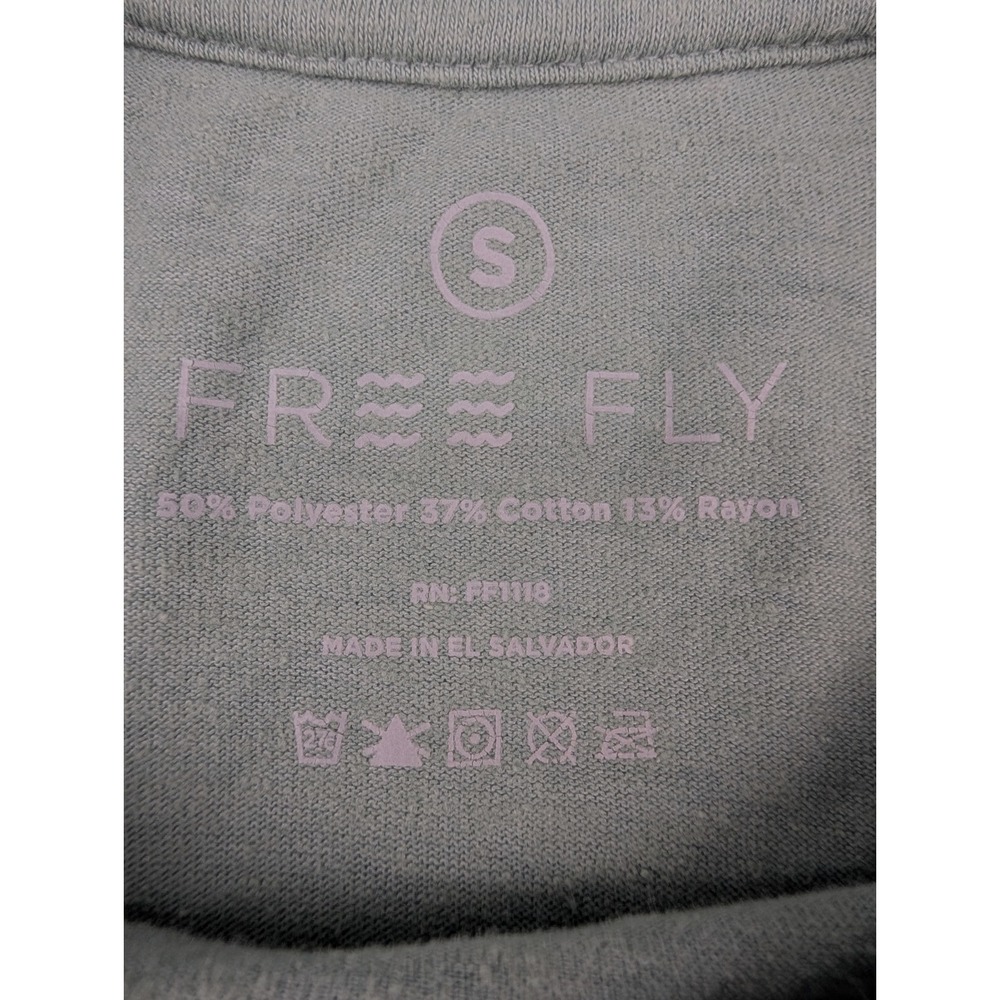 Free Fly T-Shirt Men's S Green Short Sleeve Fly Rod Fly Fishing Graphic - Picture 3 of 8